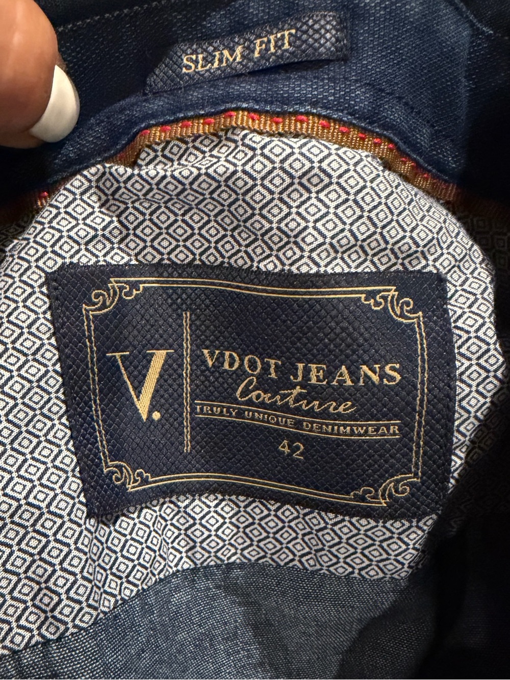 Vdot Jeans Slim Fit Denim Button Down Shirt Men’s Size 42 Dark Wash Western L - Picture 3 of 10
